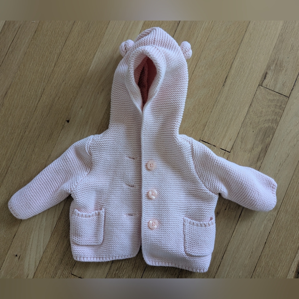 Baby Gap Baby Bear Cardigan In Milkshake Pink